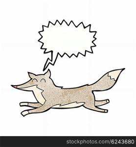 cartoon running wolf with speech bubble