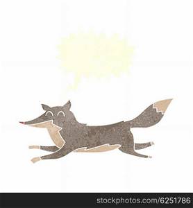 cartoon running wolf with speech bubble