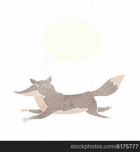 cartoon running wolf with thought bubble