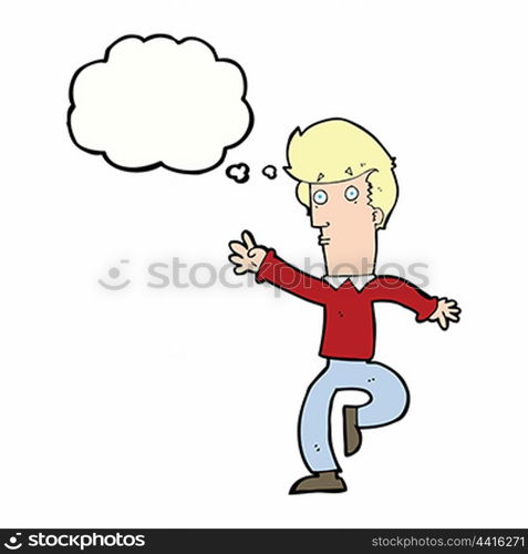 cartoon rushing man with thought bubble