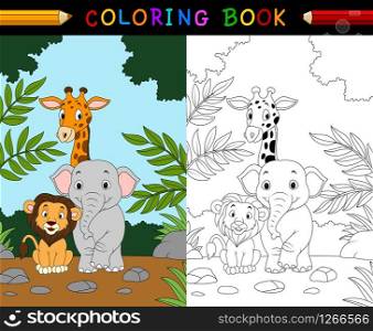Cartoon safari animal coloring book