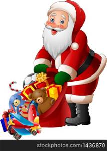 Cartoon Santa Claus bag of presents