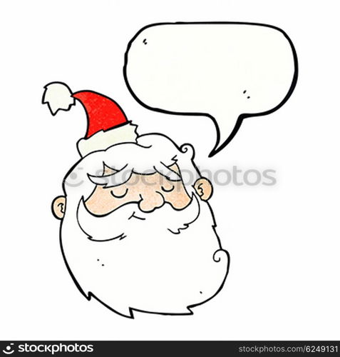 cartoon santa claus face with speech bubble