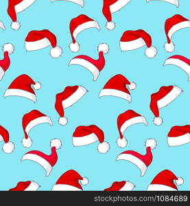Cartoon Santa Claus hats seamless pattern