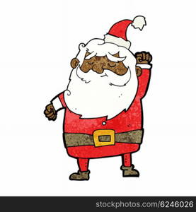 cartoon santa claus punching air