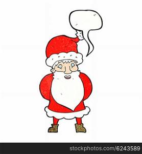 cartoon santa claus with speech bubble