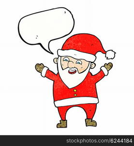 cartoon santa claus with speech bubble