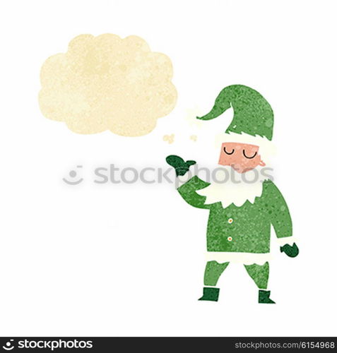 cartoon santa claus with thought bubble