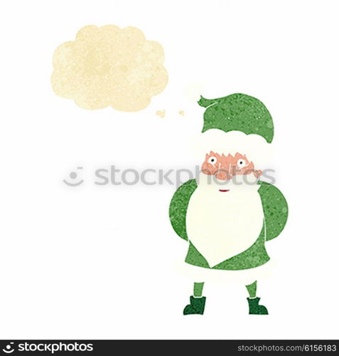 cartoon santa claus with thought bubble