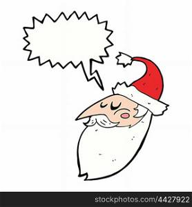 cartoon santa face with speech bubble