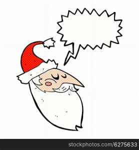 cartoon santa face with speech bubble