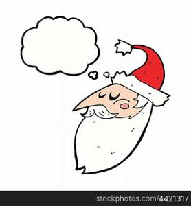 cartoon santa face with thought bubble