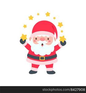 cartoon santa wearing red knitted hat for decorating Christmas greeting cards