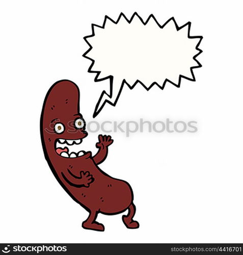 cartoon sausage with speech bubble