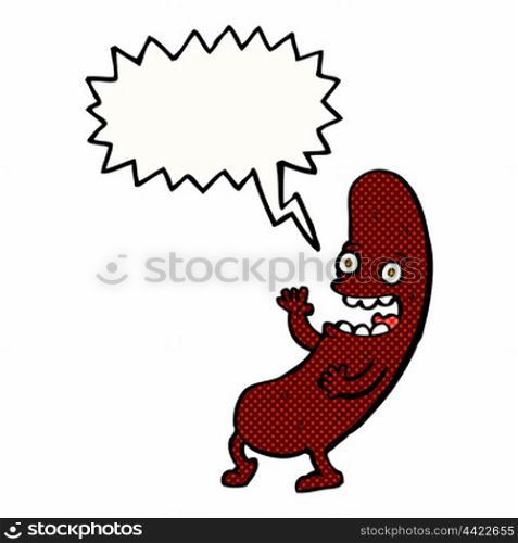 cartoon sausage with speech bubble