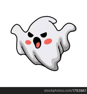 Cartoon scary halloween white ghost