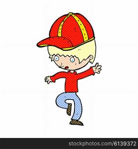 cartoon school boy wearing cap
