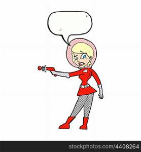 cartoon sci fi girl with speech bubble