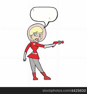 cartoon sci fi girl with speech bubble