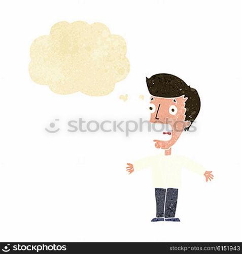 cartoon screaming man with thought bubble