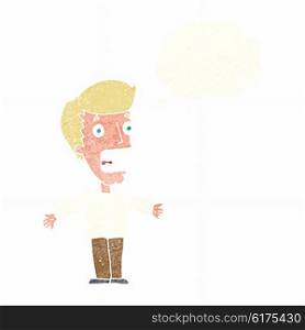 cartoon screaming man with thought bubble