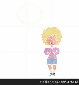 cartoon screaming woman with thought bubble