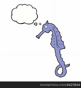 cartoon sea horse with thought bubble