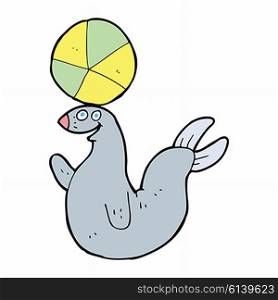 cartoon seal balancing ball