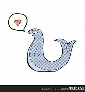 cartoon seal with love heart