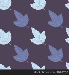 Cartoon seamless leaves pattern with simple nature botanic shapes. Pale purple background. Perfect for fabric design, textile print, wrapping, cover. Vector illustration.. Cartoon seamless leaves pattern with simple nature botanic shapes. Pale purple background.