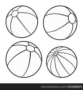 Cartoon set of cute doodle kids balls. Vector funny illustration.