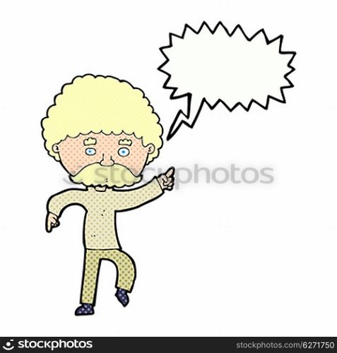 cartoon seventies style man disco dancing with speech bubble