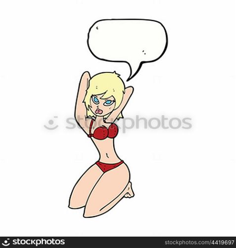 cartoon sexy woman posing with speech bubble