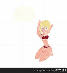 cartoon sexy woman posing with thought bubble