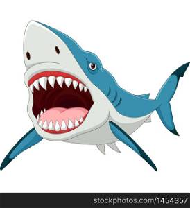 Cartoon shark with opened mouth