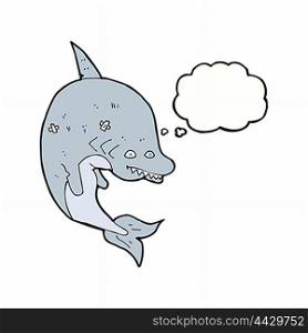 cartoon shark with thought bubble