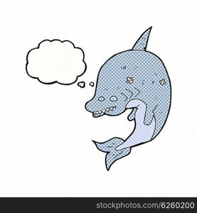 cartoon shark with thought bubble