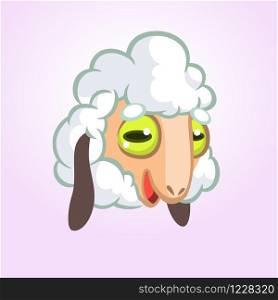 Cartoon sheep mascot character. Vector icon of a cute sheep or lamb. Illustration isolated on white