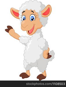 Cartoon sheep waving hand