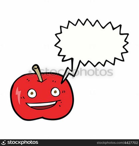 cartoon shiny apple with speech bubble