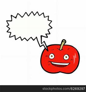 cartoon shiny apple with speech bubble
