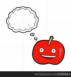 cartoon shiny apple with thought bubble