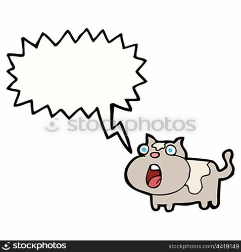 cartoon shocked cat with speech bubble