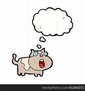 cartoon shocked cat with thought bubble