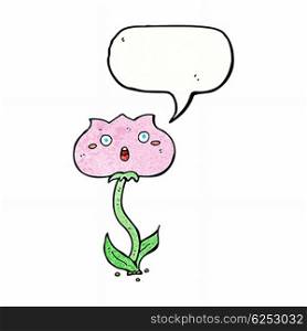 cartoon shocked flower with speech bubble