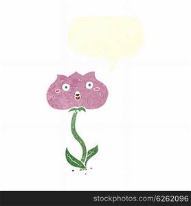 cartoon shocked flower with speech bubble