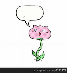 cartoon shocked flower with speech bubble