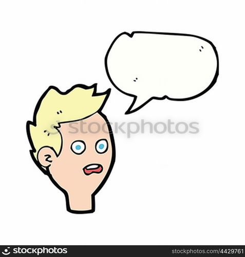 cartoon shocked man with speech bubble