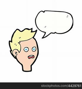 cartoon shocked man with speech bubble