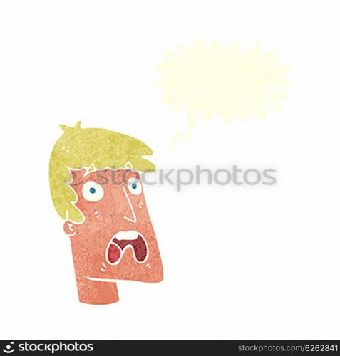 cartoon shocked man with speech bubble